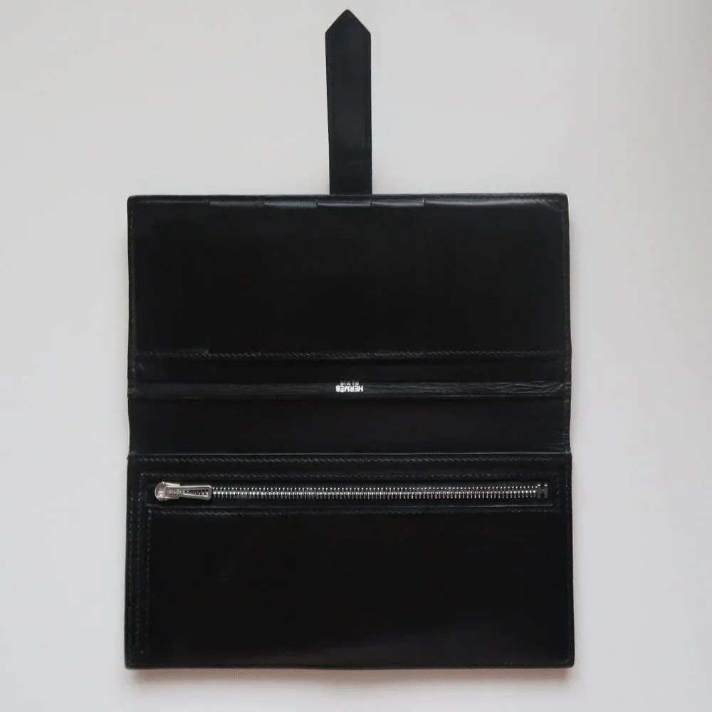 Hermès Béarn Black Leather H Buckle Long Wallet Bifold Luxury French Designer - Picture 10 of 15